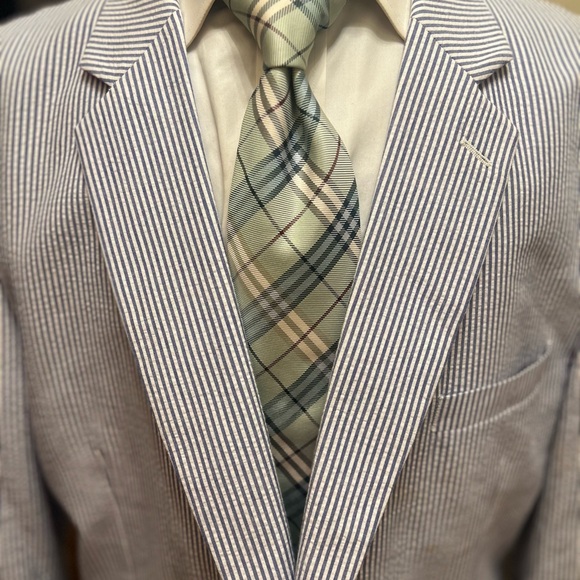 Alan Flusser Sport Coat Blazer Jacket Blue and White Striped Men 48R - Picture 10 of 15
